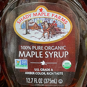 Shady Maple Farms maple syrup label. Pretty graphic.